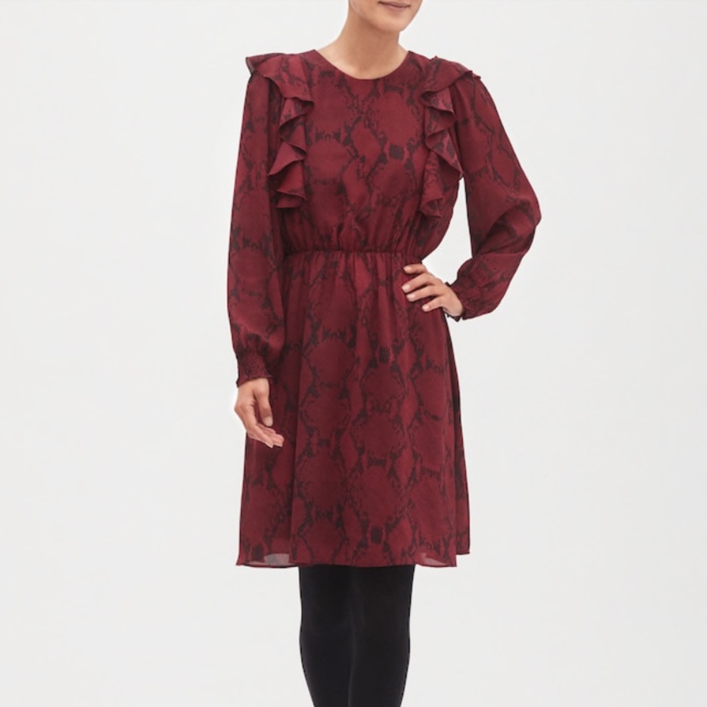 Banana Republic Snake Print Red Dress